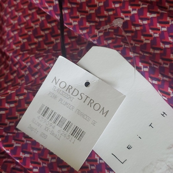 LEITH PINK PLUMIER FRANCES GEO SILKY BLOUSE/BODYSUIT SZ XS - Picture 6 of 7